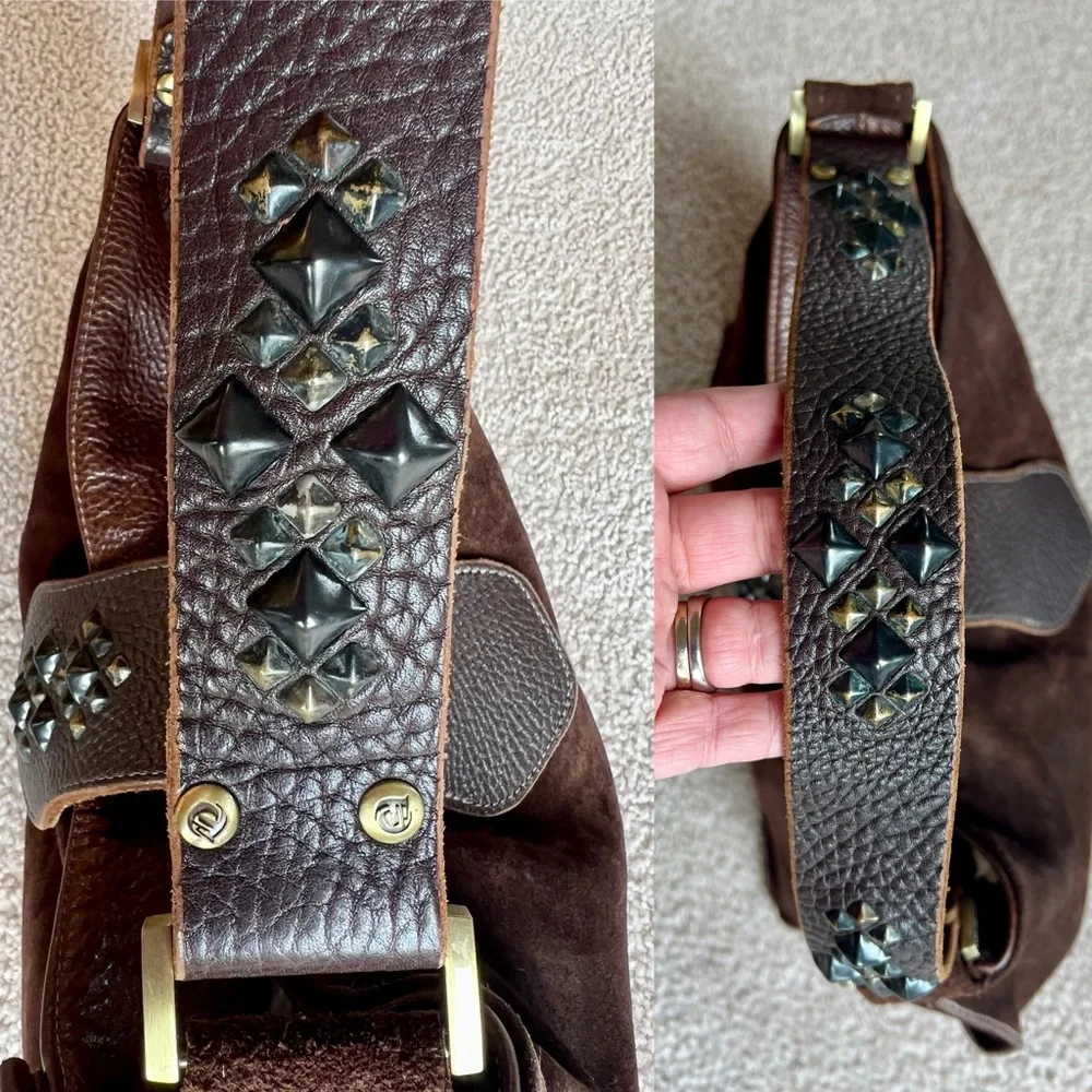 Vintage Y2K Genuine Suede Studded Hobo Bag - Picture 4 of 14